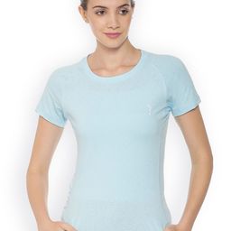 Campus Sutra Women Blue Solid Round Neck T-shirt-image-103
