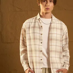 DENNISON Drop Shoulder Oversized Checked Shirt-image-7