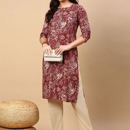 SHOWOFF Floral Printed Cotton Straight Kurta-picture-35