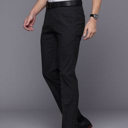 Raymond Men Checked Slim Fit Formal Trousers-image-111