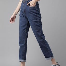Roadster Women Navy Blue Straight Fit High-Rise Stretchable Jeans-image-64