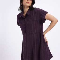 glitchez Self-Design Pleated Shirt Style Dress-image-73