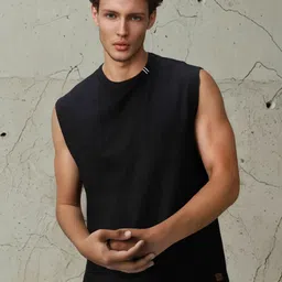 High Star Men Relaxed Fit Cotton Updated Solid Sleeveless T-shirt-image-98