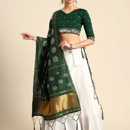 Fabcartz Embroidered Mirror Work Semi-Stitched Lehenga & Unstitched Blouse With Dupatta-picture-18