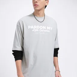 glitchez Bold Lettering Drop-Shoulder Sleeves Oversized T-shirt-image-73