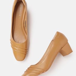Allen Solly Camel Brown Pleated Block Pumps-15