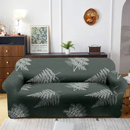 Cortina Grey Printed Stretchable 3-Seater Sofa Cover-image-7
