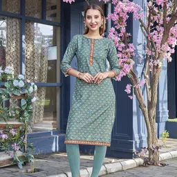 Anouk Sea Green & Yellow Floral Printed Regular Kurta-picture-28