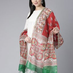 swatika Ethnic Motifs Woven Design Kalamkari Dupatta-24