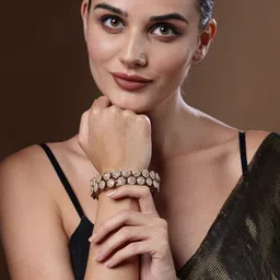 PANASH Set Of 2 Gold-Plated Stones-Studded Bangles image 3