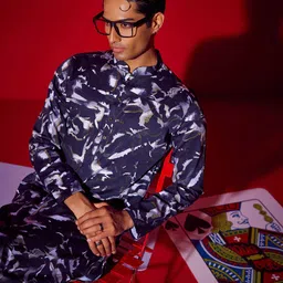 KISAH Printed Mandarin Collar Kurta with Trousers-picture-11