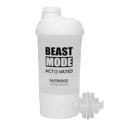 GHC Nutrigize Screw Cap Leakproof Shaker with Compartment,  White  600 ml -image-17