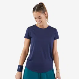 kuikma Women's Tennis Quick-Dry Crew Neck T-Shirt Essential 100 - Navy-picture-31