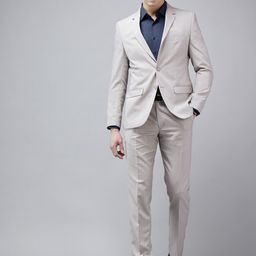Park Avenue Men Self Design Textured Slim Fit Single-Breasted Two-Piece Party Suit-picture-3