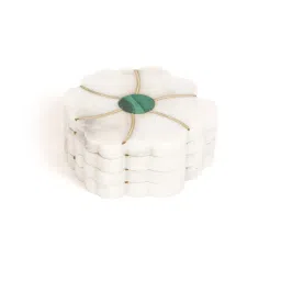 Home4U Audrey White & Green Marble Coasters - Set of 4 image 3