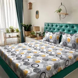 HOSTA HOMES Grey Polycotton 280 TC King Size Flat Bed Sheet with 2 Pillow Covers-image-95
