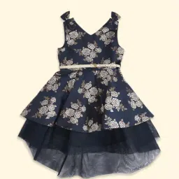 Pantaloons Junior Navy Floral Print Party Dress-image-37