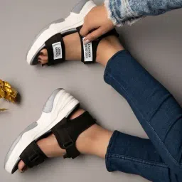 Shoetopia Women's Black Ankle Strap Wedges-image-66