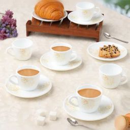 Larah by Borosil Multicolor Ceramic Opalware Cup and Saucer Set of 12 220ml-14