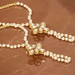 OOMPH Set of 2 Gold Tone Hathphool Hathpanja Bracelet With Attached Ring For Women-28