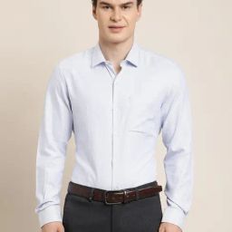 Turtle Light Blue Cotton Slim Fit Striped Shirt-picture-27