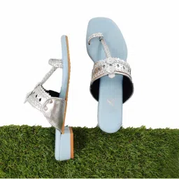 The Madras Trunk Solid Blue Kolhapuris-picture-15