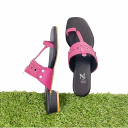 The Madras Trunk Solid Pink Kolhapuris-picture-0