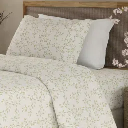 Boutique Living Cottage Garden Green & White Cotton 300 TC Single Bedsheet with 1 Pillow Cover-image-14