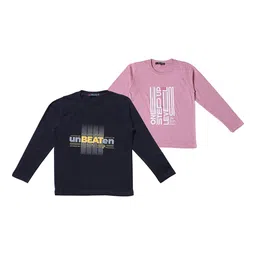 NeuVin Kids Pack of 2 Typography Printed Round Neck T-shirts-picture-37