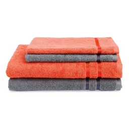 Spaces Atrium Self Red & Grey 500 GSM Cotton Towel Combo - Set of 4 image 2