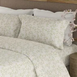 Boutique Living Cottage Garden Green & White Cotton Floral 300 TC King Bedsheet with 2 Pillow Covers-image-9
