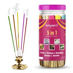 kreyam's Green & Pink 5-In-1 Fragrance Pooja Incense Sticks-image-79