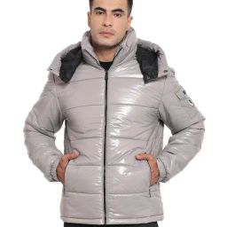 Red Tape Grey Quilted Hooded Jacket-image-66