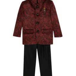 Blue Giraffe Kids Magenta Printed Sherwani Set-picture-17