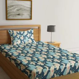 Klotthe Multicolor Cotton Blend 300 TC Single Bedsheet With 1 Pillow Cover-47