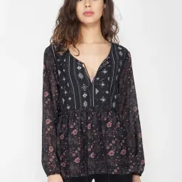 SHAYE Black Printed Top-12