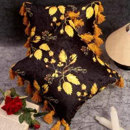 HOSTA HOMES Black & Yellow Velvet Cushion Covers - Set of 2-21