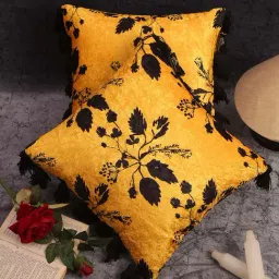 HOSTA HOMES Yellow & Black Velvet Cushion Covers - Set of 2-25