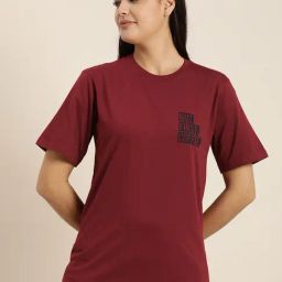 Quarantine Maroon Graphic Print T-Shirt-image-74