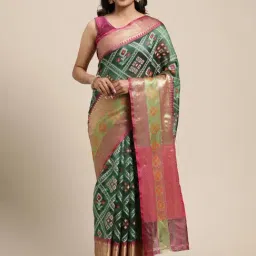 Banarasi Silk Works Green Silk Woven Saree With Unstitched Blouse-picture-40