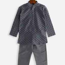 VASTRAMAY SISHU Grey & Blue Cotton Printed Kurta Set-image-96