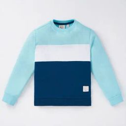 Ed-a-Mamma Kids Blue & White Cotton Color Block Full Sleeves Sweatshirt-image-62