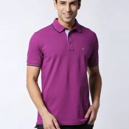 Dragon Hill Purple Cotton Slim Fit Polo T-Shirt-image-45