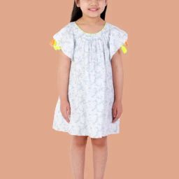 Lil Drama Kids White Floral Print Dress-image-10