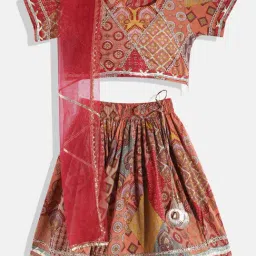 READIPRINT FASHIONS Kids Multicolor Printed Lehenga, Choli with Dupatta-image-5