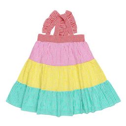 H by Hamleys Girls Multicolor Checks A Line Dress-image-6