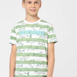 Jack & Jones Junior Boys Green & White Printed T-Shirt-picture-40