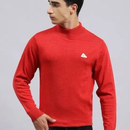 Monte Carlo Red Wool Blend Regular Fit Solid Pullover-15