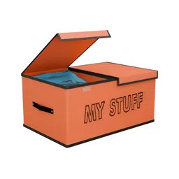 Aura Orange & Black Printed 2 Partition Drawer Organiser With Lid-43