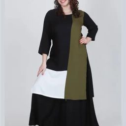 LASTINCH Olive & Black Rayon printed Kurta-image-2